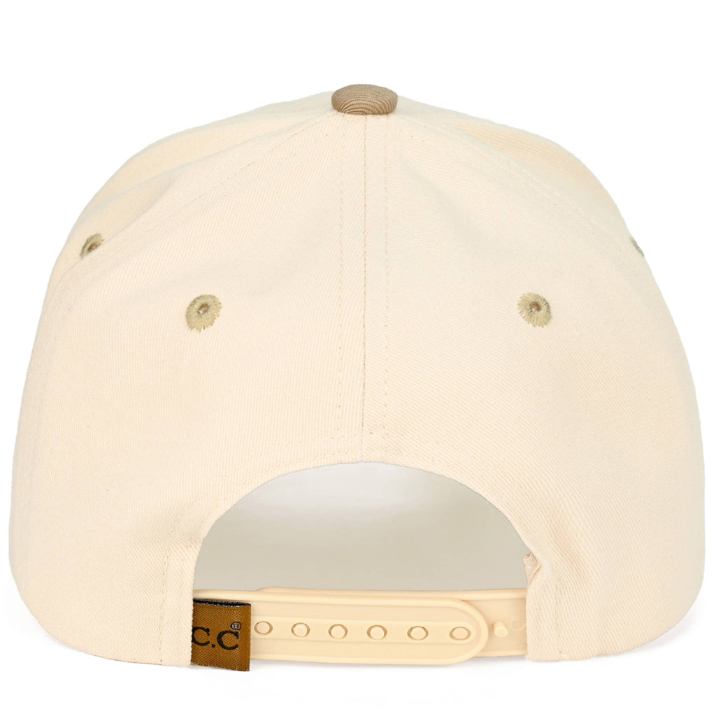 C.C MOMMIN Letter Two Tone Trucker Cap: Beige