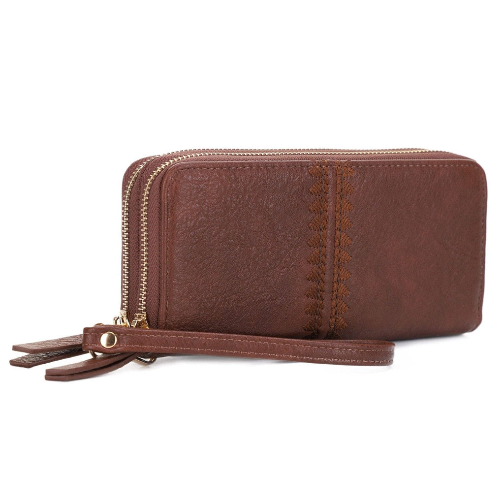 ES60164-6 Sherrie Double Zipper Wallet: Tan