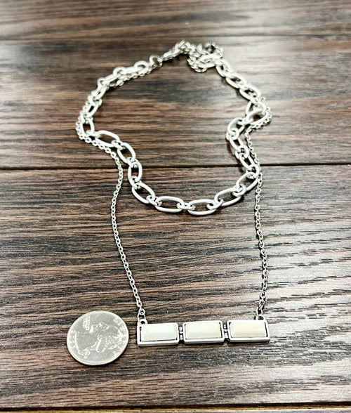 735372, 20" Bar White Turquoise Necklace