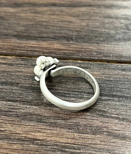 750448, 4mm White Turquoise Adjustable Ring