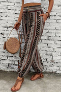 Brown Boho Stripe Casual Pants
