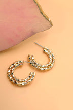 DOUBLE ROW TEXTURED HOOP EARRINGS | 80E1595: GOLD