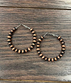 \Handmade 1.75" 6mm Copper Navajo Bead Hoop Earrings