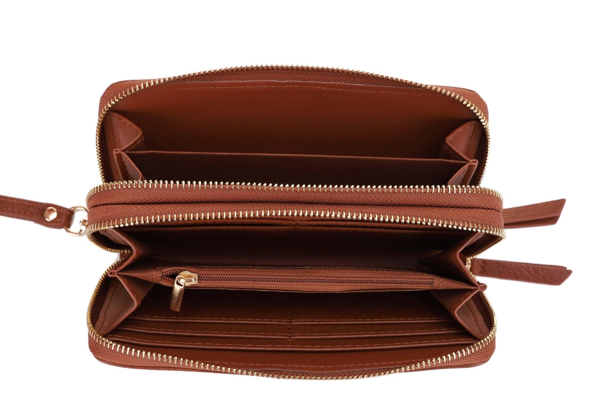 ES60164-6 Sherrie Double Zipper Wallet: Tan