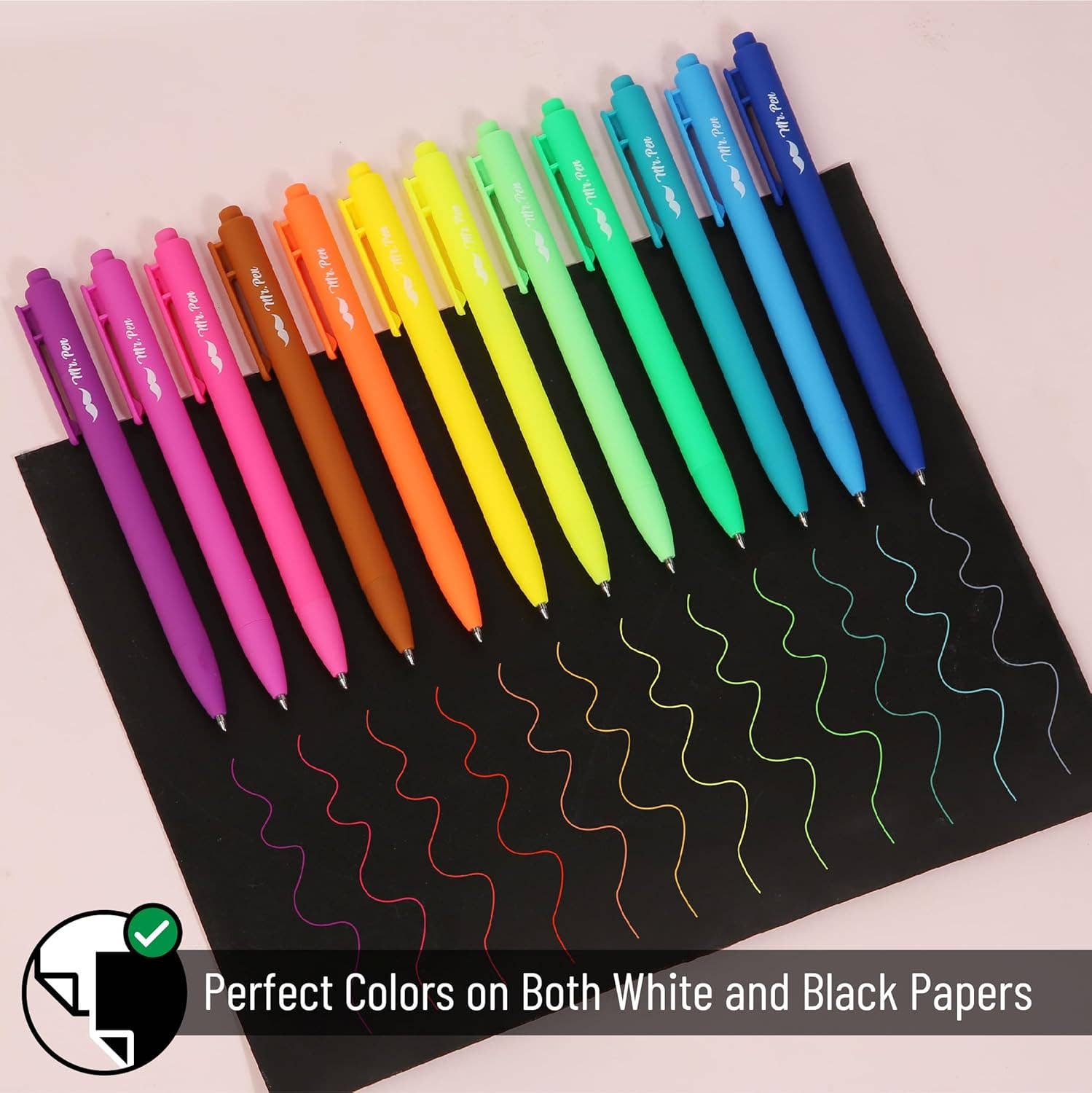 Cute 12-Pack Retractable Gel Pens with Colored Ink: Assorted Colors
