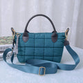 QP782 Quilted Puffer Satchel/Crossbody Bag: Teal