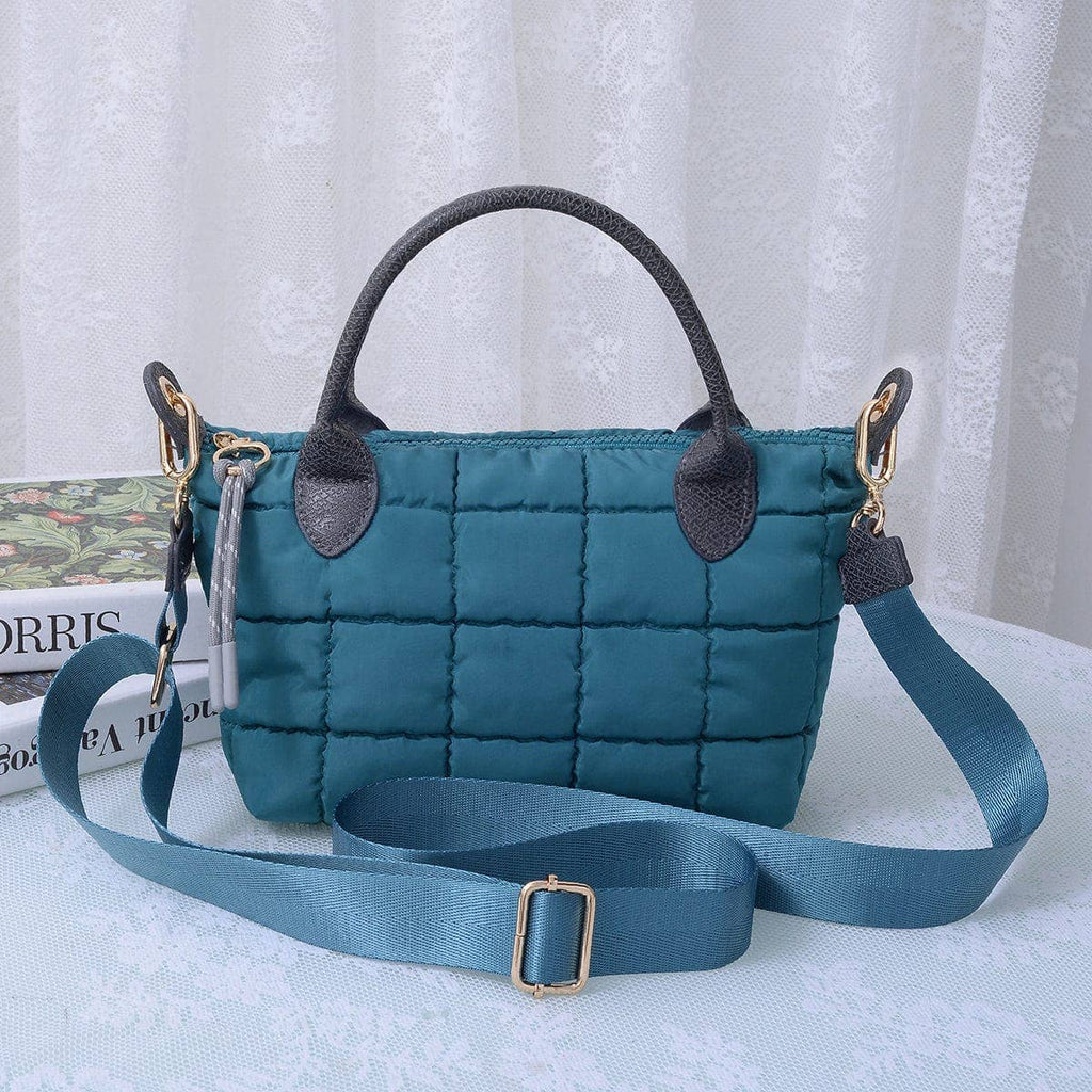 QP782 Quilted Puffer Satchel/Crossbody Bag: Kelly Green