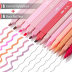 Aesthetic Highlighters & Ballpoint Pens, 12 Pack: Assorted
