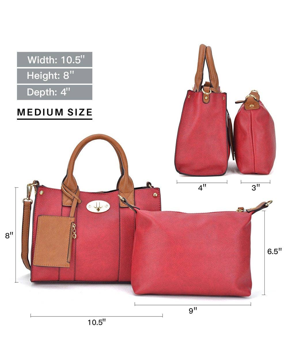 Cameran 3-in-1 Boxy Women's Crossbody Bag & Satchel: Red
