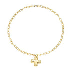 NOTABLE HAMMERED CROSS FRONT TOGGLE NECKLACE | 40NK9666: GOLD