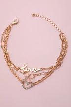 Charm Bracelet-Multi Layer Love Bow Heart Charms | 80B1297