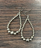 725039, Handmade Graduated Silver Navajo Bead Earrings