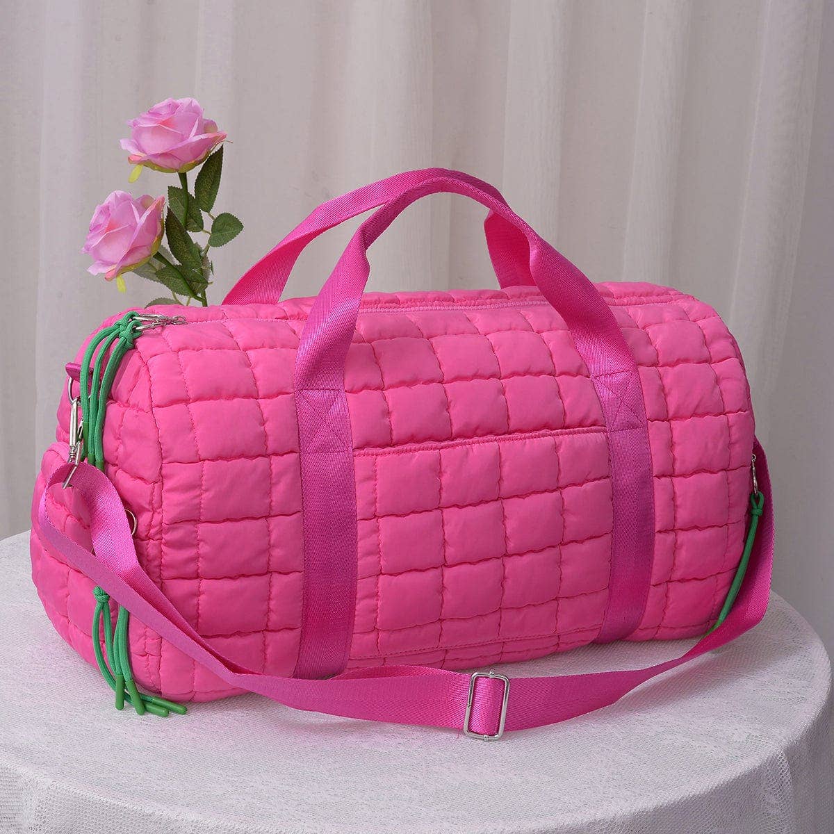 QP774 Quilted Puffer Weekender/Duffel Bag: Orange