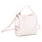 Shia Bucket/Crossbody Bag With Scarf: Light Gray