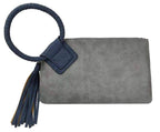 BP204 Fashion Cuff Handle Tassel Wristlet Clutch: Tan
