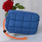 QP008 Nylon Quilted Puffer Clutch/Pouch: Orange