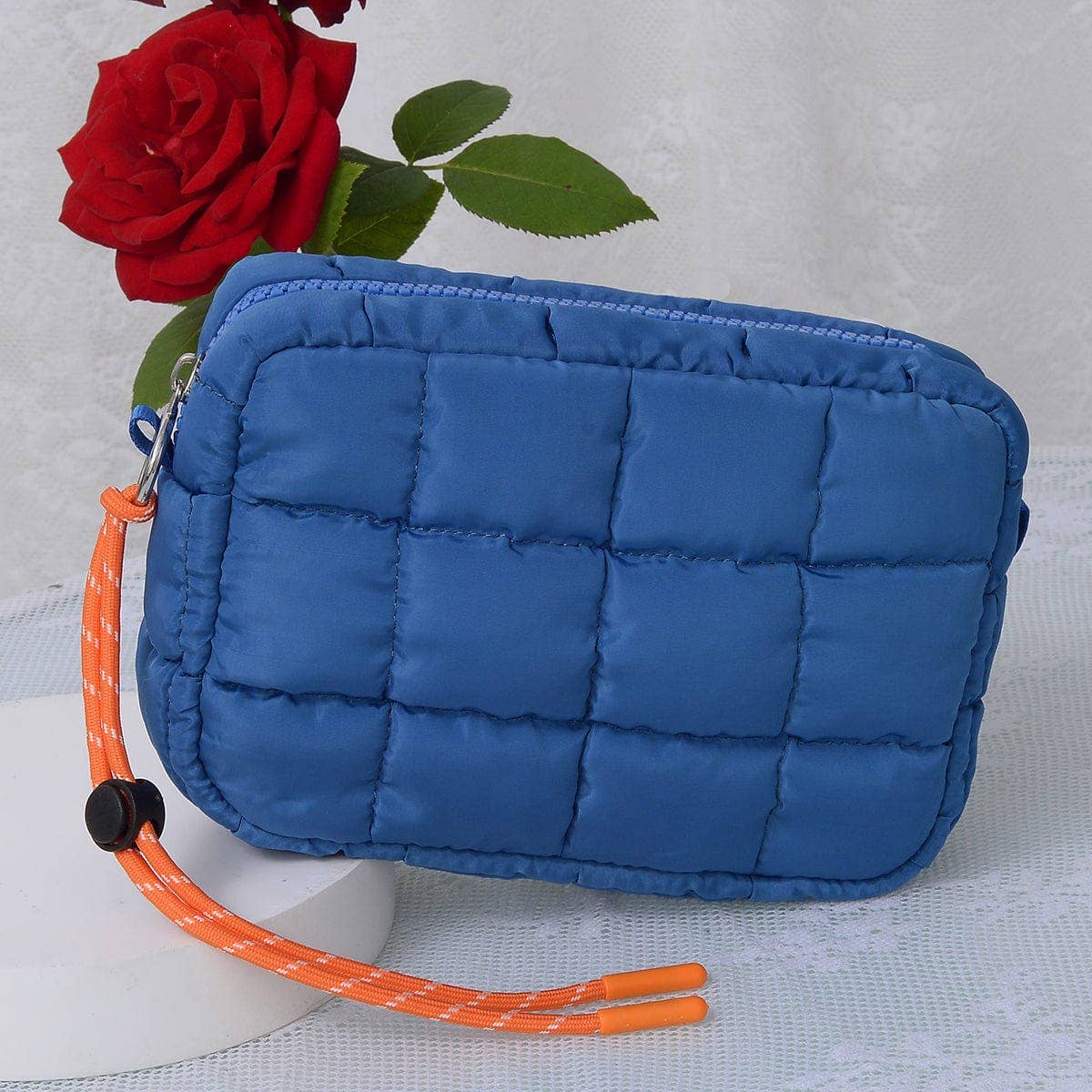 QP008 Nylon Quilted Puffer Clutch/Pouch: Teal