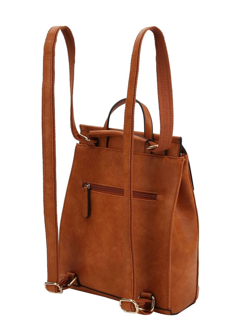 UNV0069 Flap Over Convertible Backpack: Brown