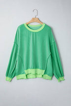 66 Sweetheart Hot Pink Lucky Distressed Knit Top (S-XL): Short Sleeve-Green / L