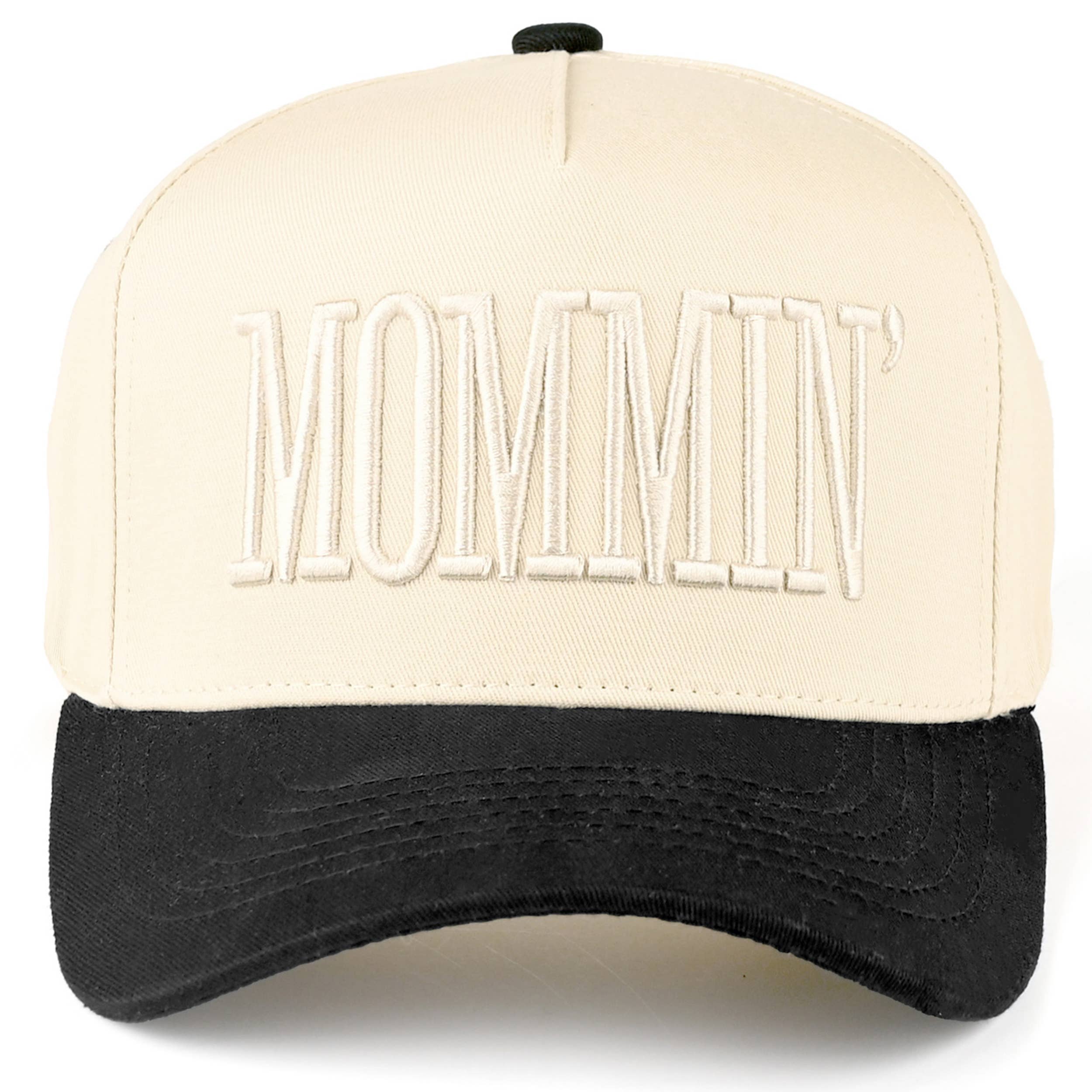 C.C MOMMIN Letter Two Tone Trucker Cap: Leopard
