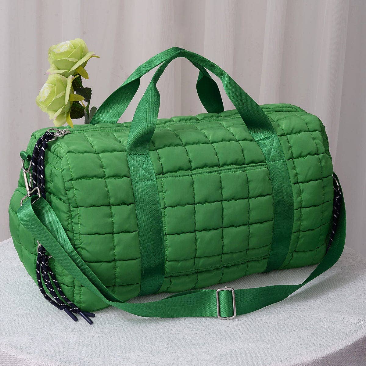 QP774 Quilted Puffer Weekender/Duffel Bag: Orange