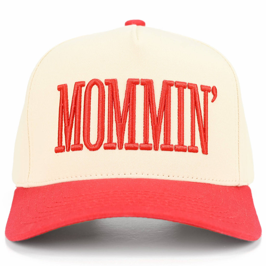 C.C MOMMIN Letter Two Tone Trucker Cap: Beige