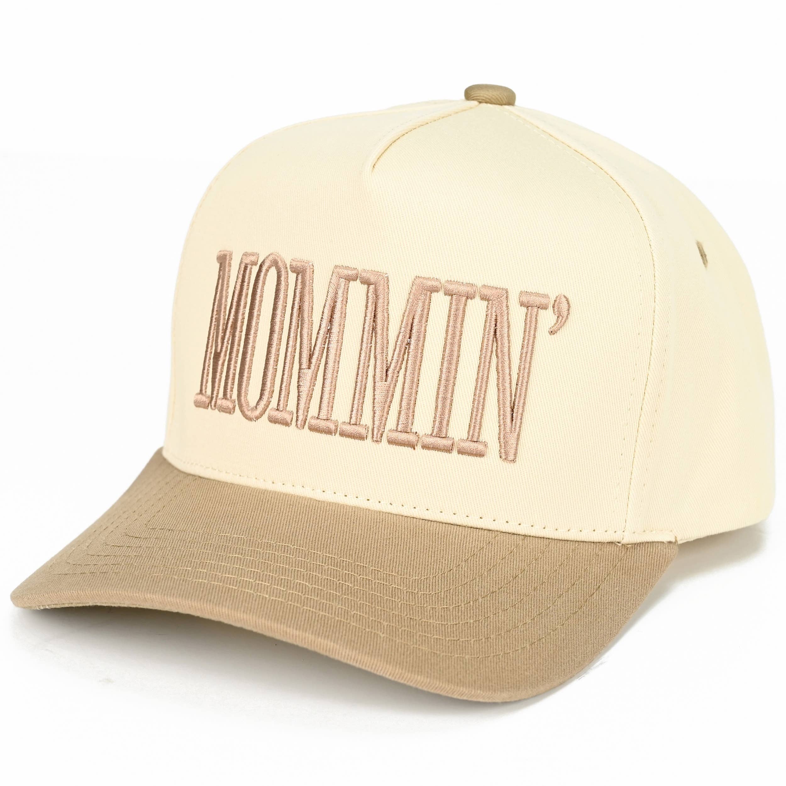 C.C MOMMIN Letter Two Tone Trucker Cap: Leopard