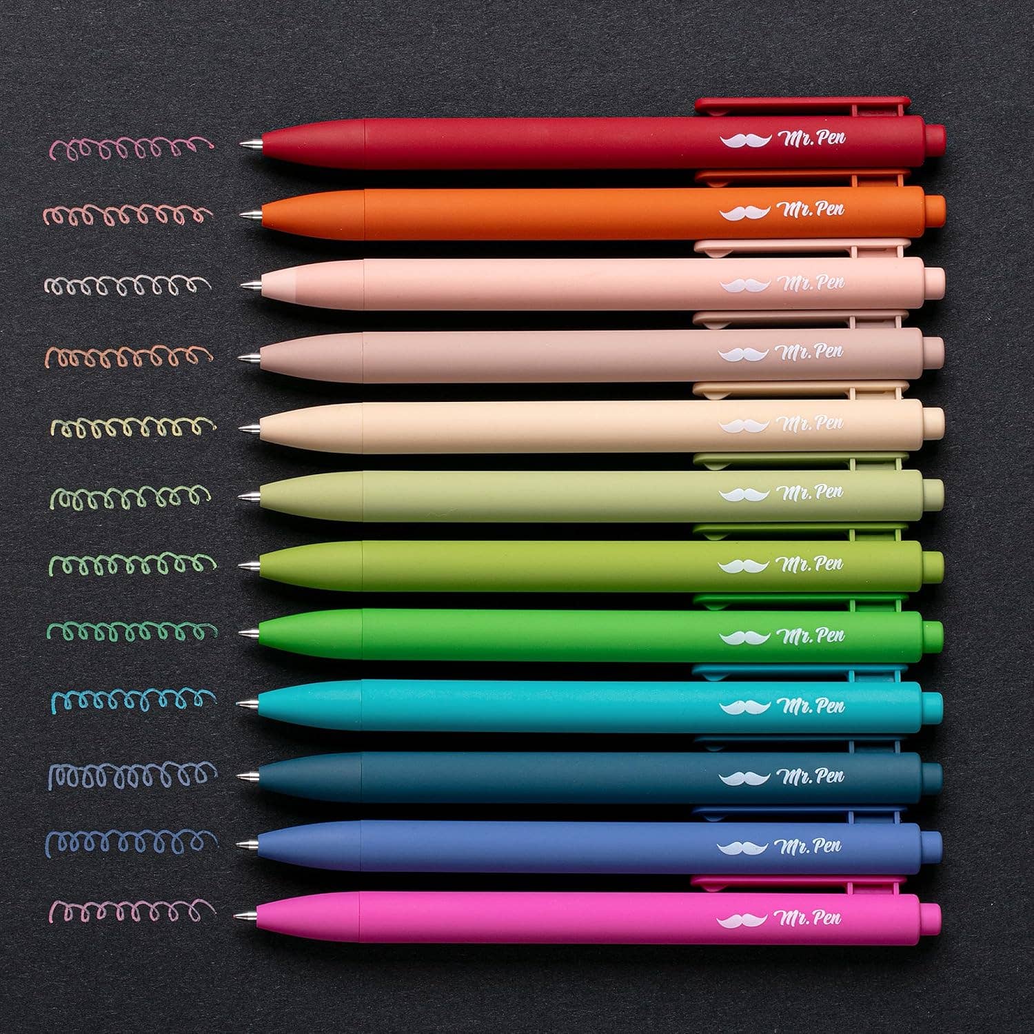 Cute 12-Pack Retractable Gel Pens with Colored Ink: Assorted Colors