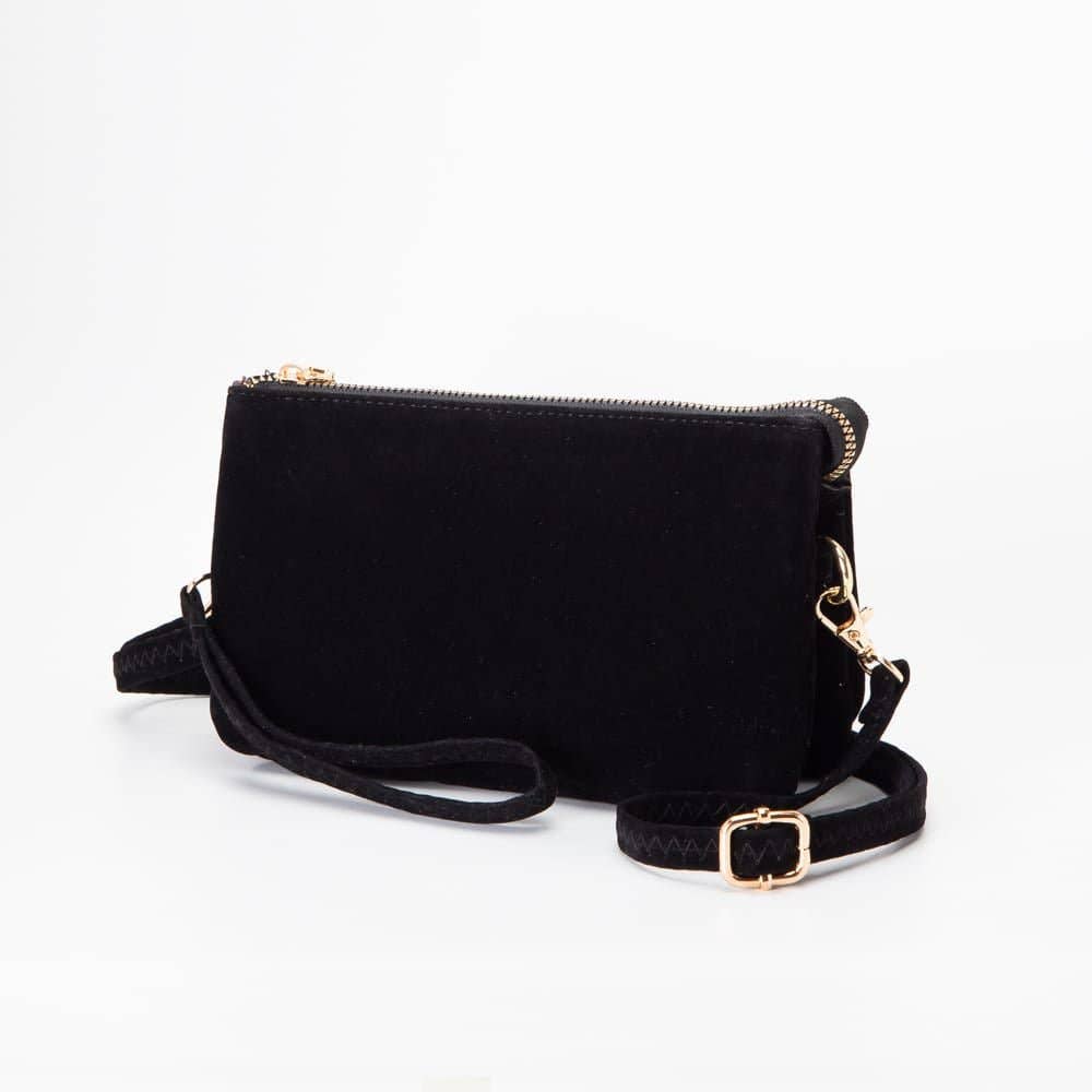 TG10573 Stacey Faux Suede 3 compartments Crossbody Bag: Mustard