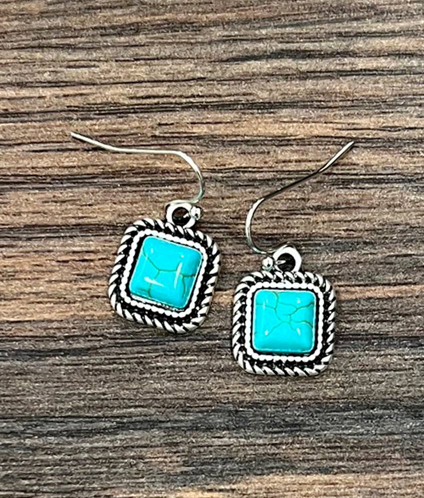 726466, 8mm Square Stone Earrings