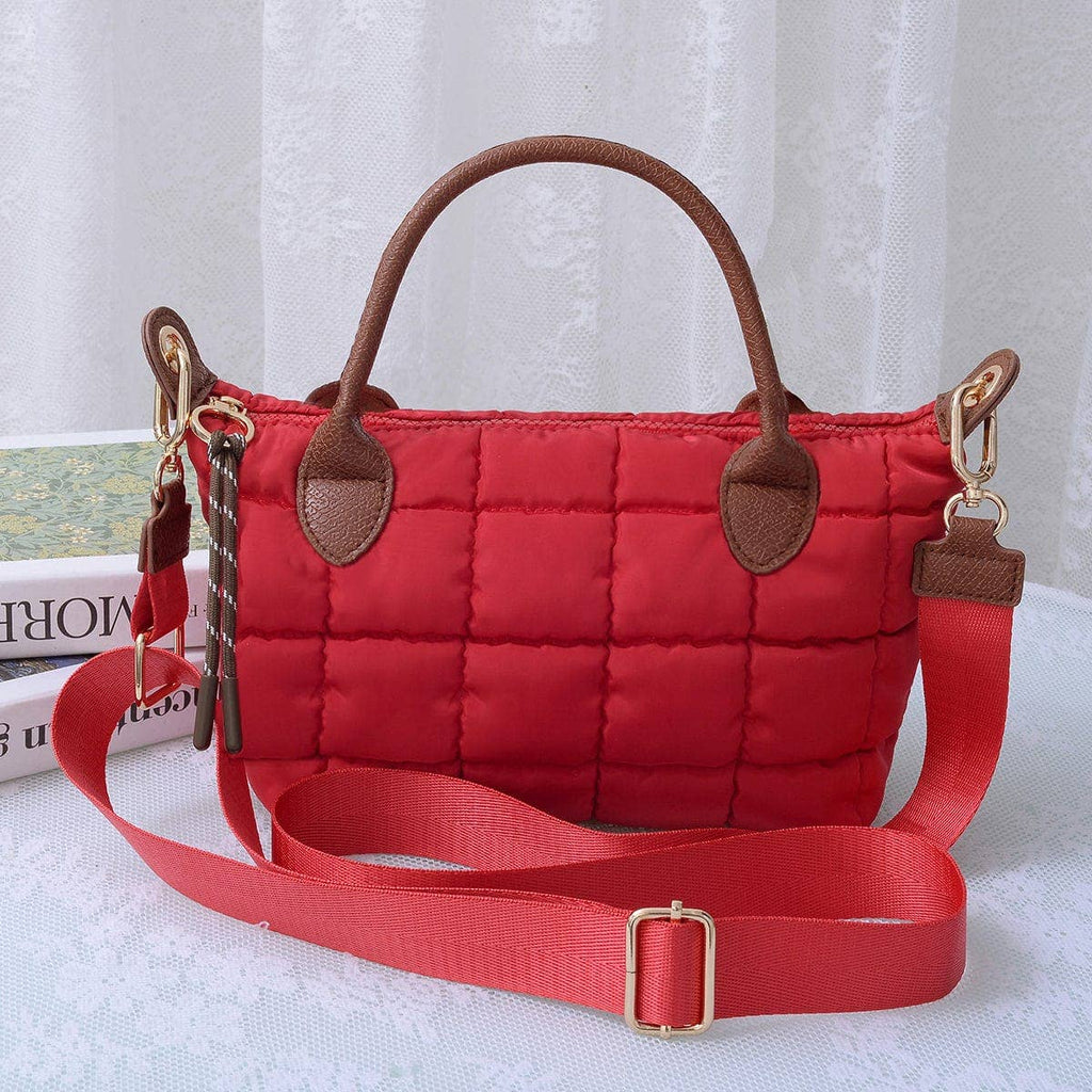QP782 Quilted Puffer Satchel/Crossbody Bag: Teal