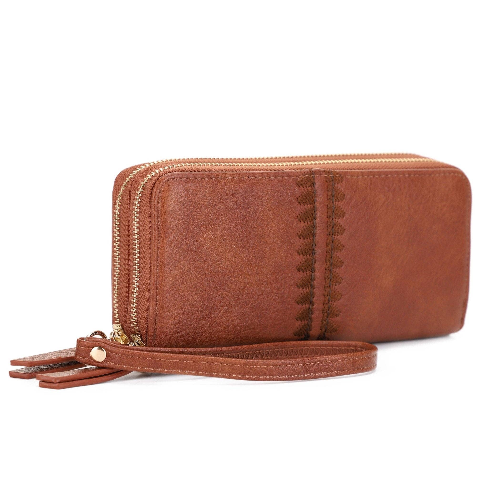 ES60164-6 Sherrie Double Zipper Wallet: Tan