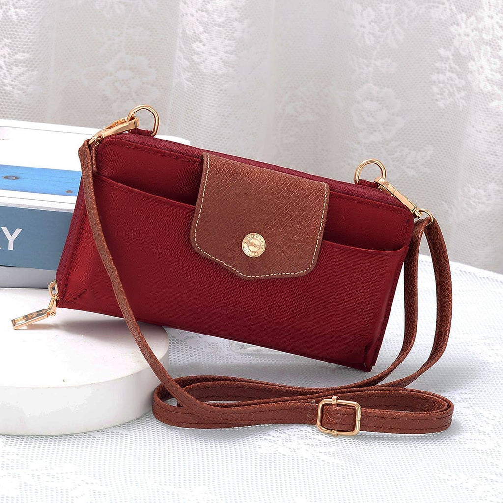 HM030 Mila Smartphone wallet Crossbody with Boho Wristlet: Pomegranate