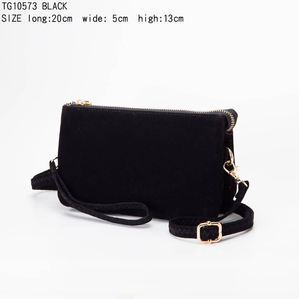 TG10573 Stacey Faux Suede 3 compartments Crossbody Bag: Mustard