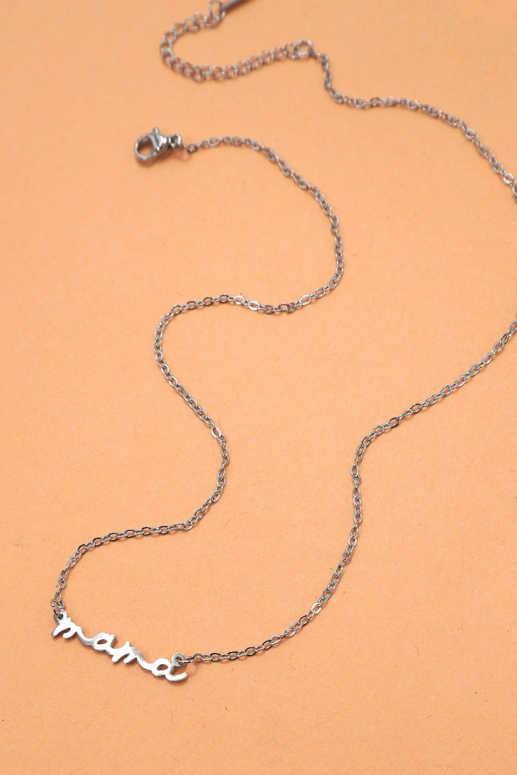 18K STAINLESS STEEL TARNISH FREE MAMA NECKLACE | 40NK9479: Silver