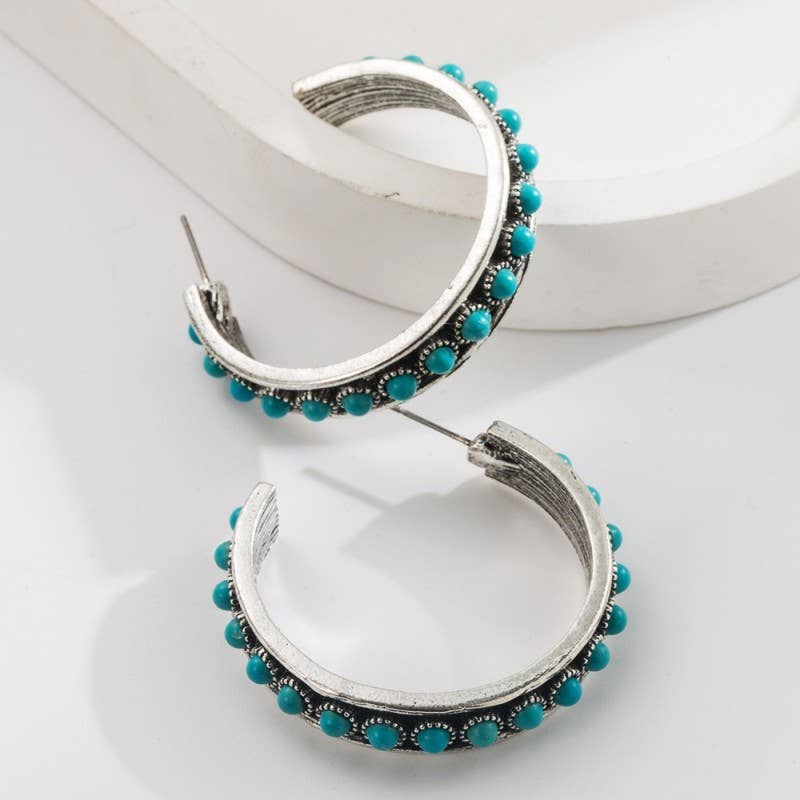 WESTERN TURQ STONE HOOP