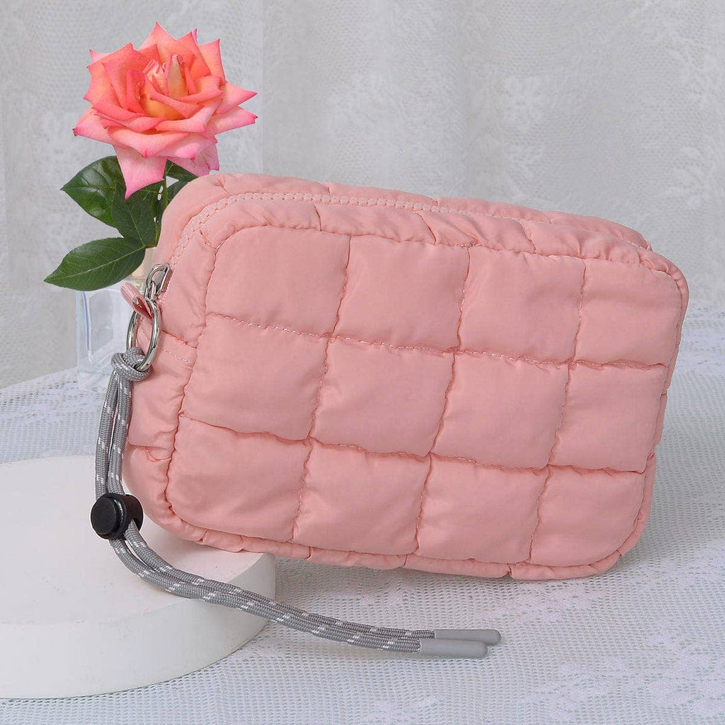 QP008 Nylon Quilted Puffer Clutch/Pouch: Orange