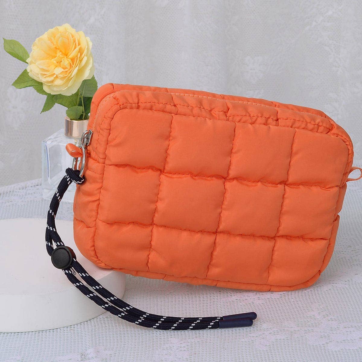 QP008 Nylon Quilted Puffer Clutch/Pouch: Teal