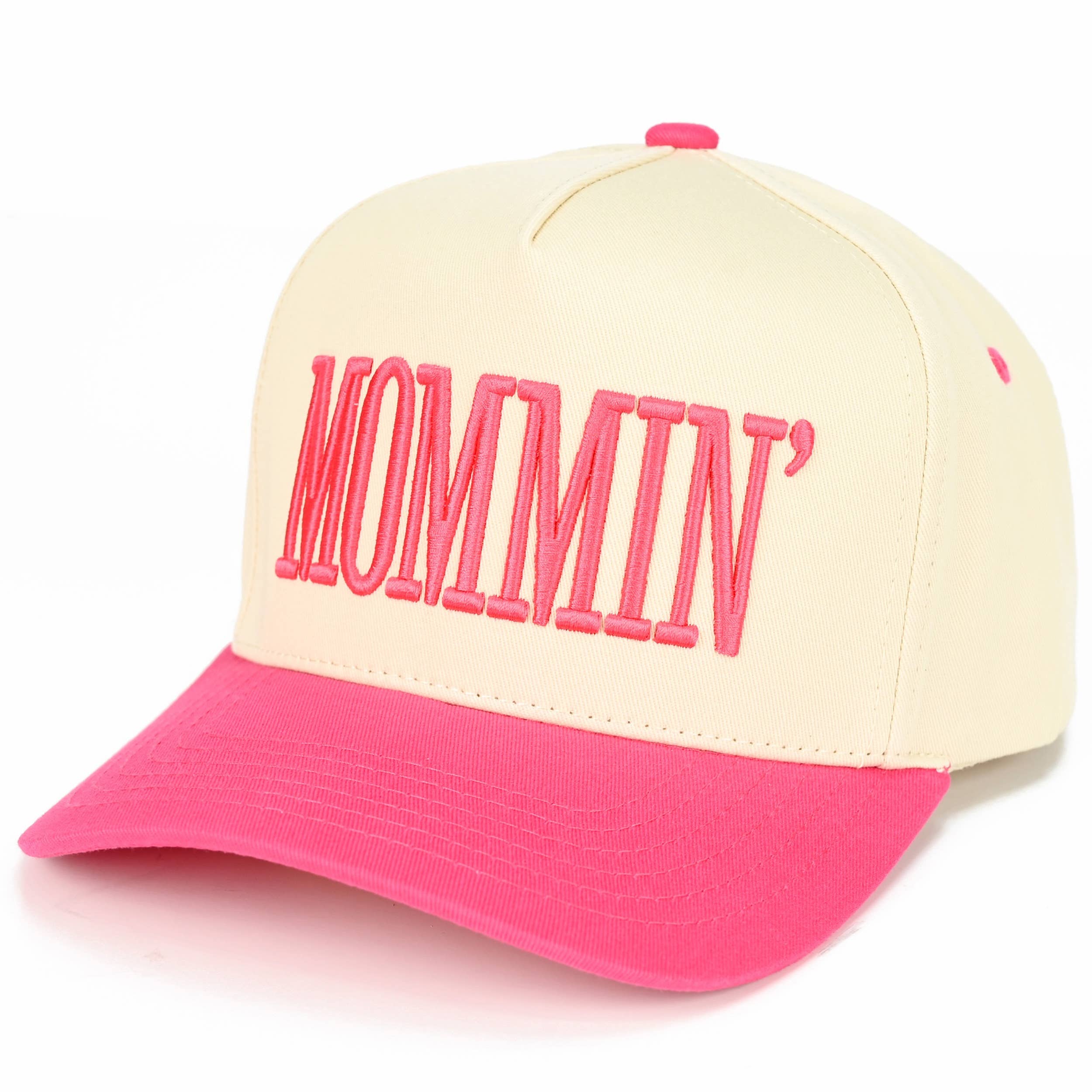 C.C MOMMIN Letter Two Tone Trucker Cap: Leopard