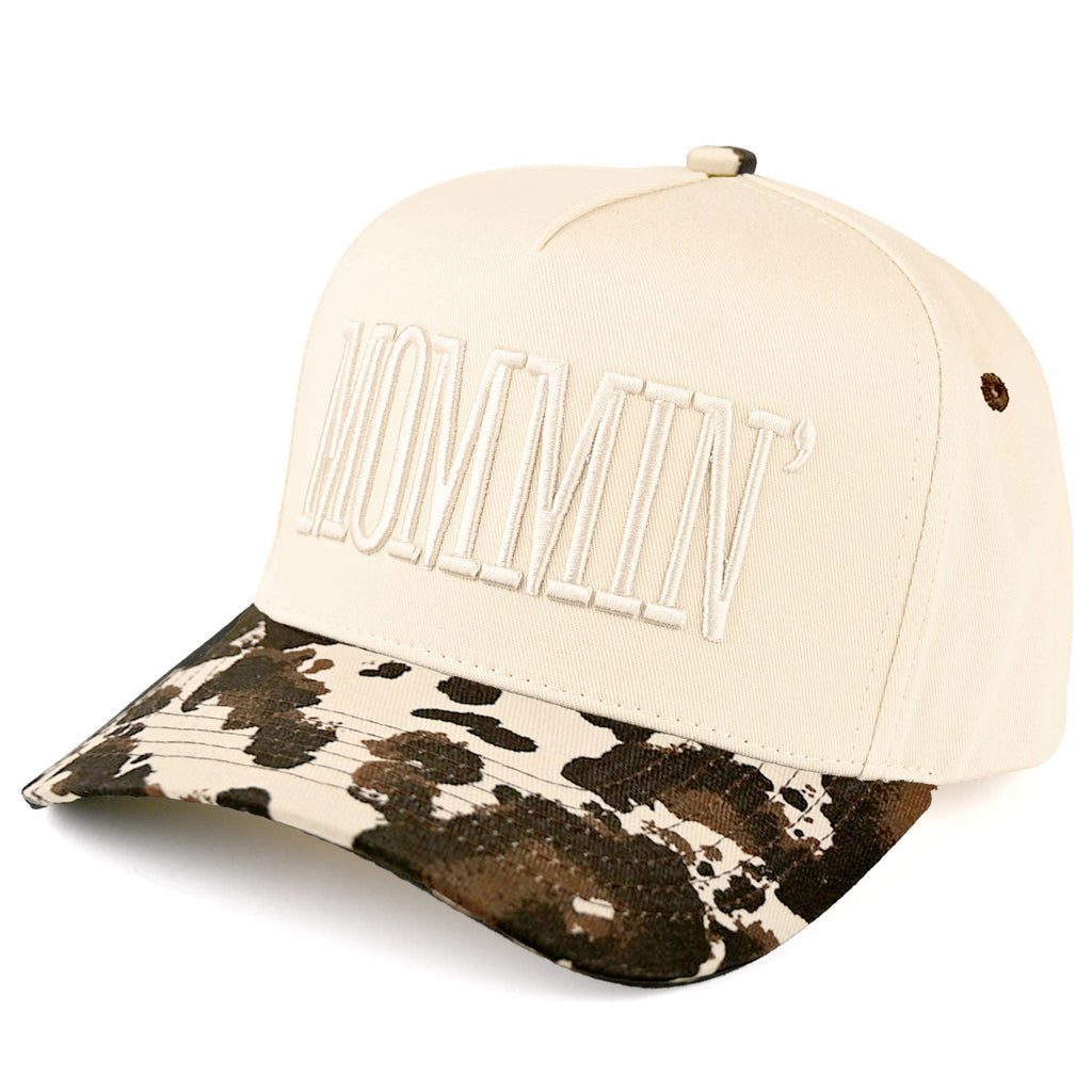 C.C MOMMIN Letter Two Tone Trucker Cap: Leopard