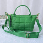 QP782 Quilted Puffer Satchel/Crossbody Bag: Teal