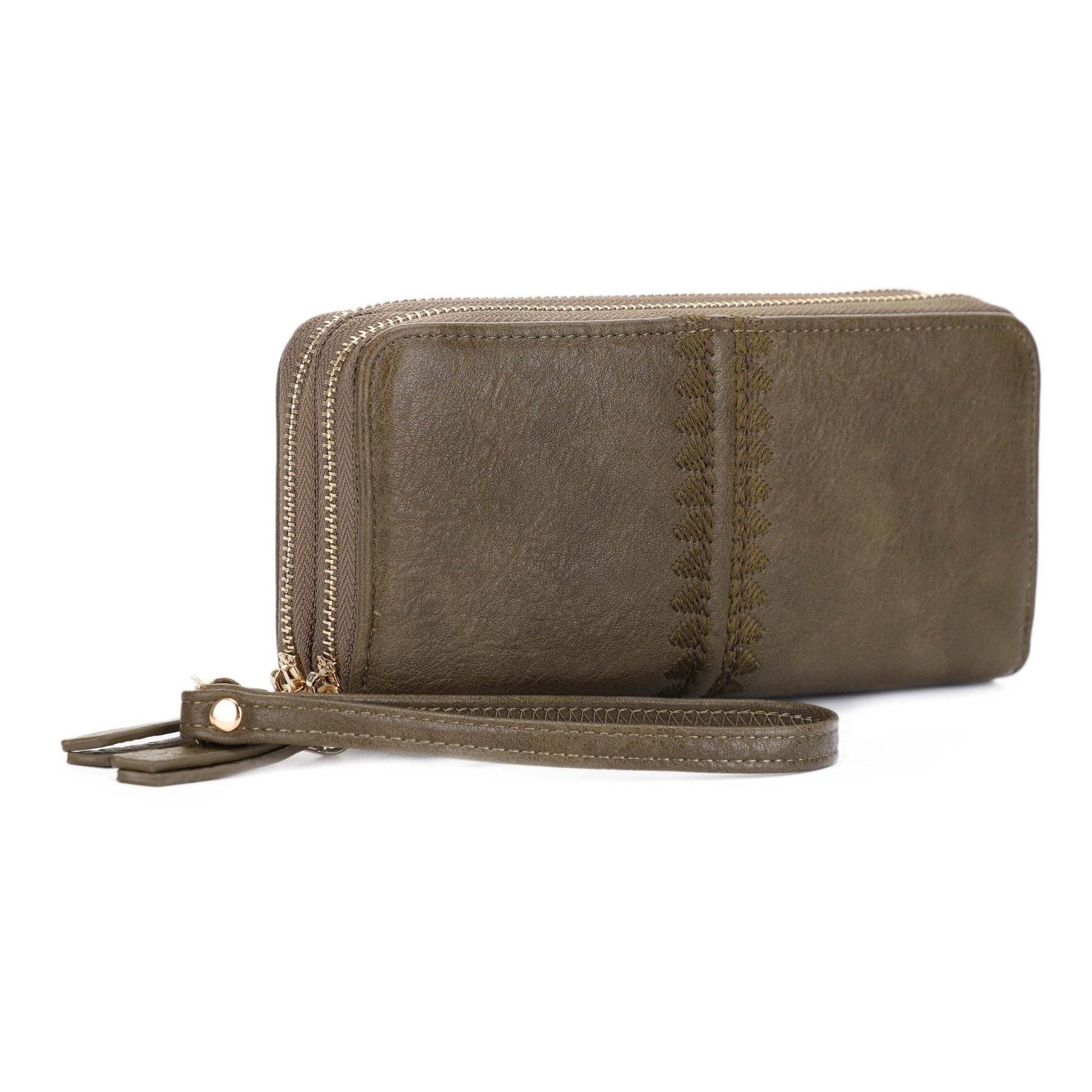 ES60164-6 Sherrie Double Zipper Wallet: Tan