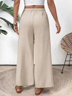 Apricot Casual Wide Leg Drawstring Pocket