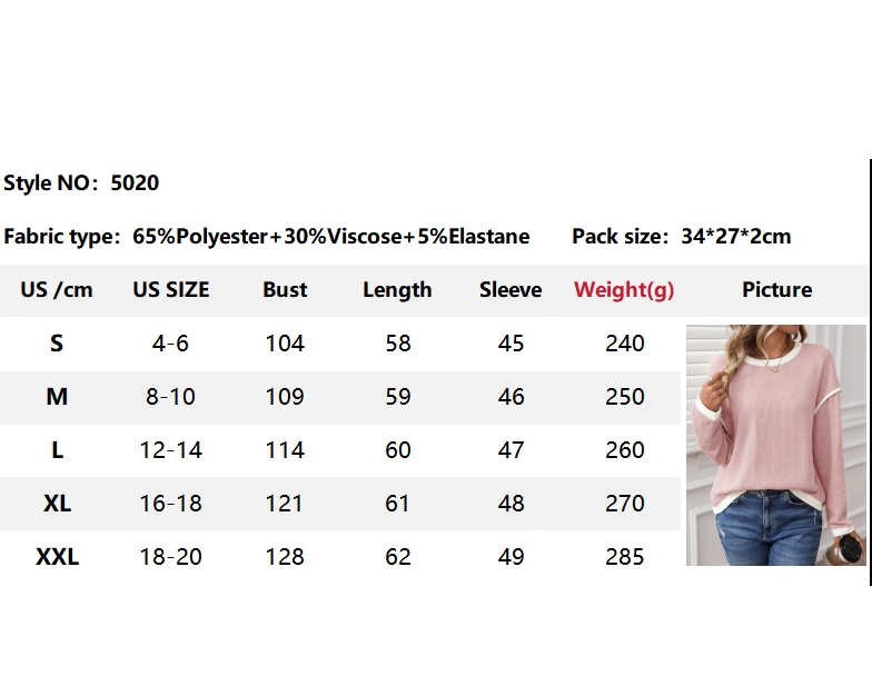 Green Colorblock Crewneck Knit Look Long Sleeve Pullover Top