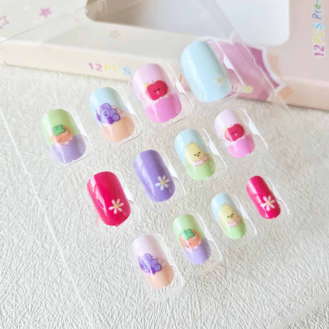 Cute Fake Artificial Kid's False Nail Tips: ASSORTED COLOR / ONE SIZE(12)