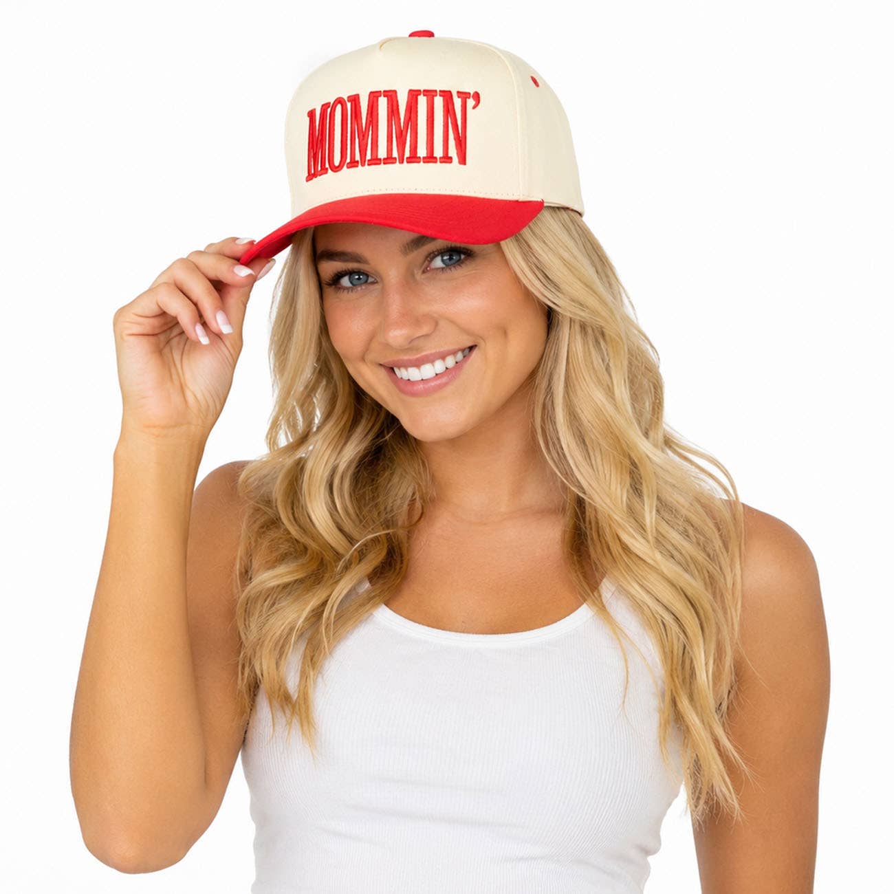 C.C MOMMIN Letter Two Tone Trucker Cap: Leopard