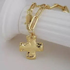 NOTABLE HAMMERED CROSS FRONT TOGGLE NECKLACE | 40NK9666: GOLD