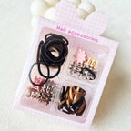 Cute Packaging Set of Hair Ties and Clips: ASSORTED COLOR / ONE SIZE