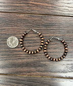 \Handmade 1.75" 6mm Copper Navajo Bead Hoop Earrings