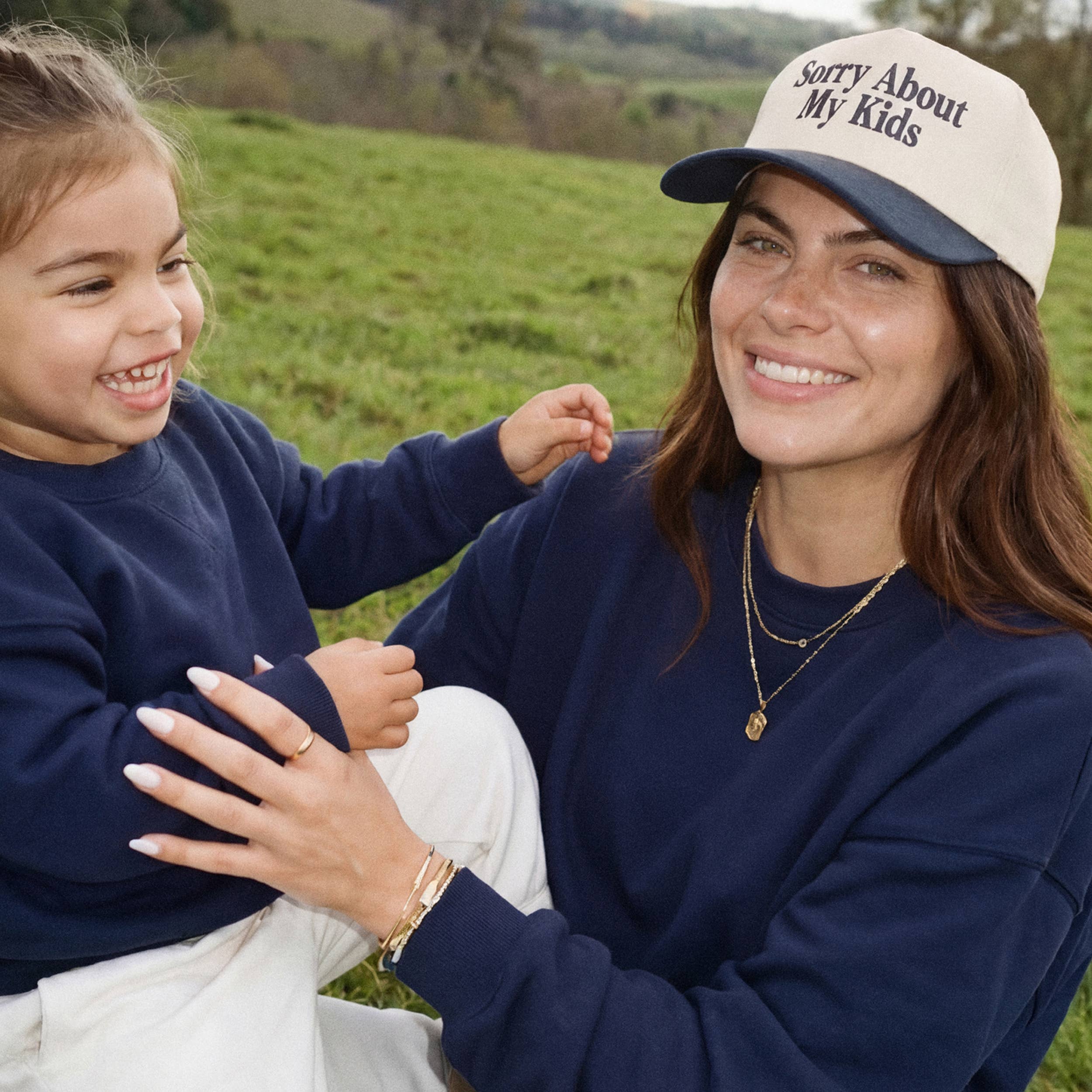 C.C SORRY ABOUT MY KIDS Letter Two Tone Trucker Hat: Sage